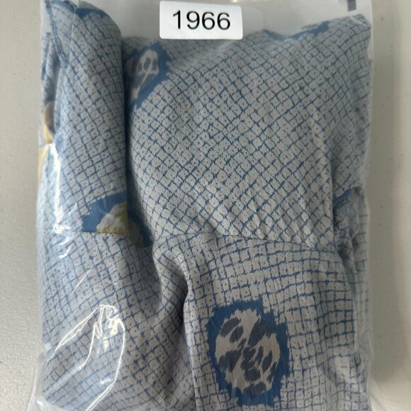 Territory Ahead Wrap Maxi Dress Womens 16 Geometric 100% Silk Gray Blue Yellow - Picture 9 of 9